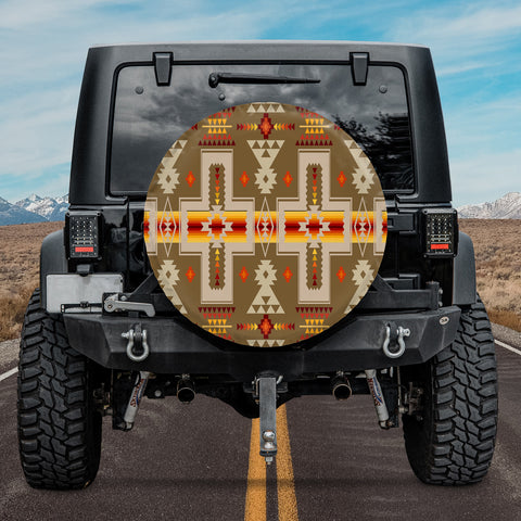 GB-NAT00062-10 Light Brown Tribe Design Spare Tire Cover