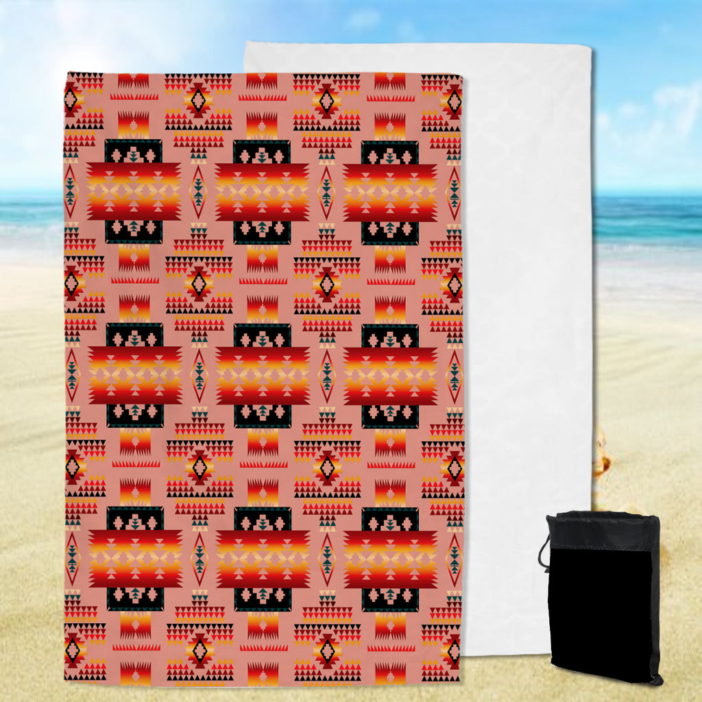 GB-NAT00046-16 Tan Tribe Pattern Native American Pool Beach Towel