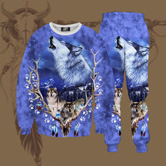 Powwow Store gb nat00317 ưolve native american sweatshirt sweatpants set