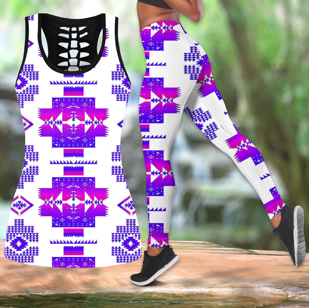 Powwow StoreGBNAT0072010 Pattern  Native Hollow Tank Top And Legging Sets