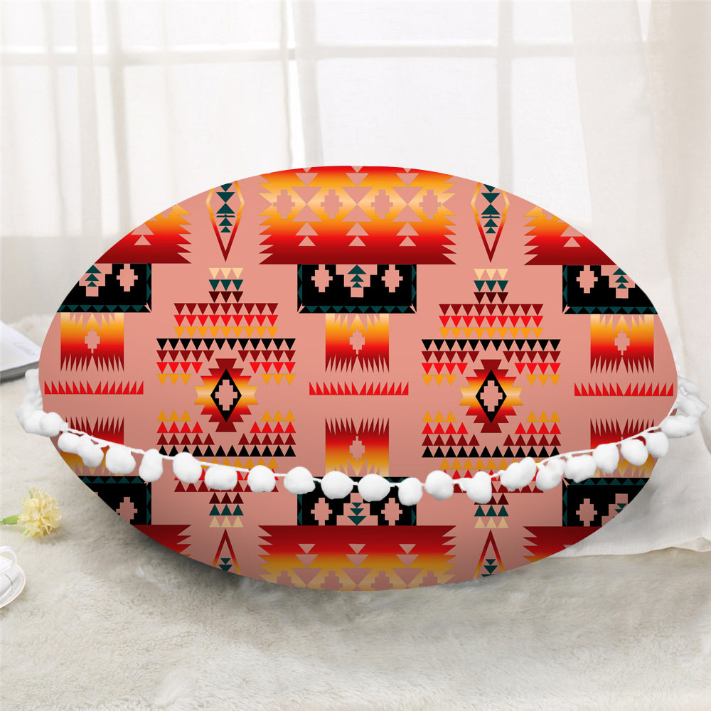 Powwow Store gb nat00046 16 tan tribe pattern native american round pillow cover