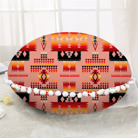 Powwow Store gb nat00046 16 tan tribe pattern native american round pillow cover