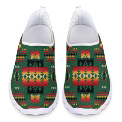 GB-NAT00046-10 Green Tribes Pattern Native American Mesh Shoes - Powwow Store