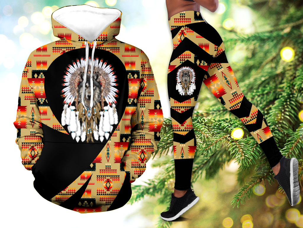 Powwow StoreHLS00325 Pattern Native 3D Hoodie Legging Set