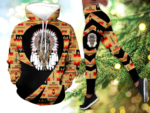 Powwow StoreHLS00325 Pattern Native 3D Hoodie Legging Set