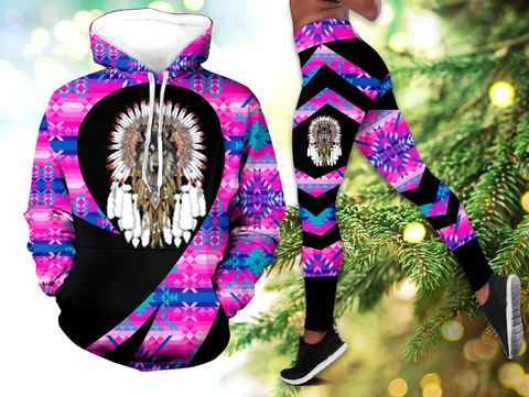 Powwow StoreHLS00324 Pattern Native 3D Hoodie Legging Set