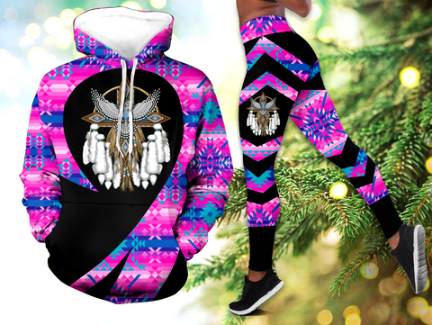 Powwow StoreHLS00323 Pattern Native 3D Hoodie Legging Set