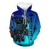 Powwow Store gb nat00439 blue eagle dream catcher native 3d hoodie