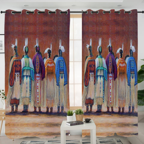 GB-NAT00350 Five Chief Native American Living Room Curtain