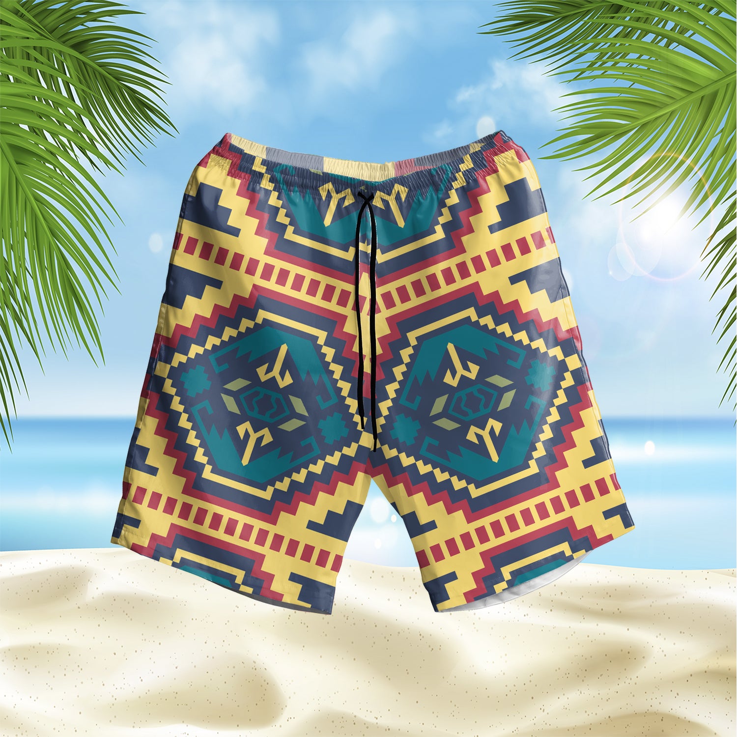 Powwow StoreGBHS00044 Pattern Native Hawaiian Shorts