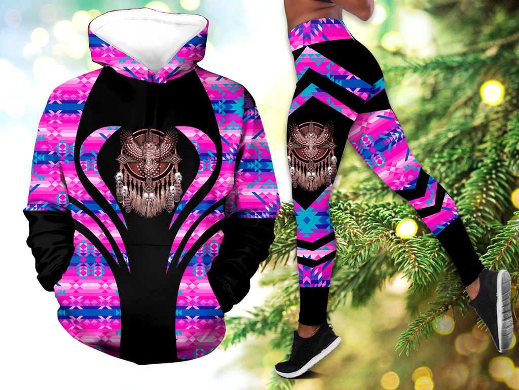 Powwow StoreHLS00342 Pattern Native 3D Hoodie Legging Set