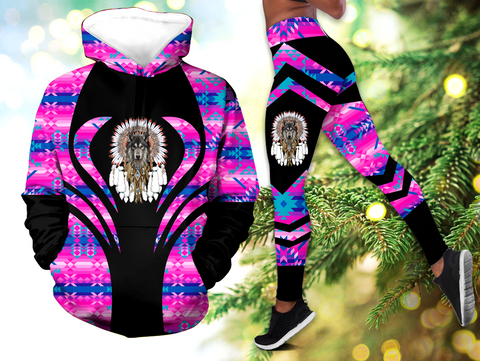 Powwow StoreHLS00341 Pattern Native 3D Hoodie Legging Set