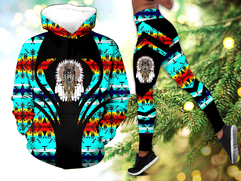 Powwow StoreHLS00340 Pattern Native 3D Hoodie Legging Set