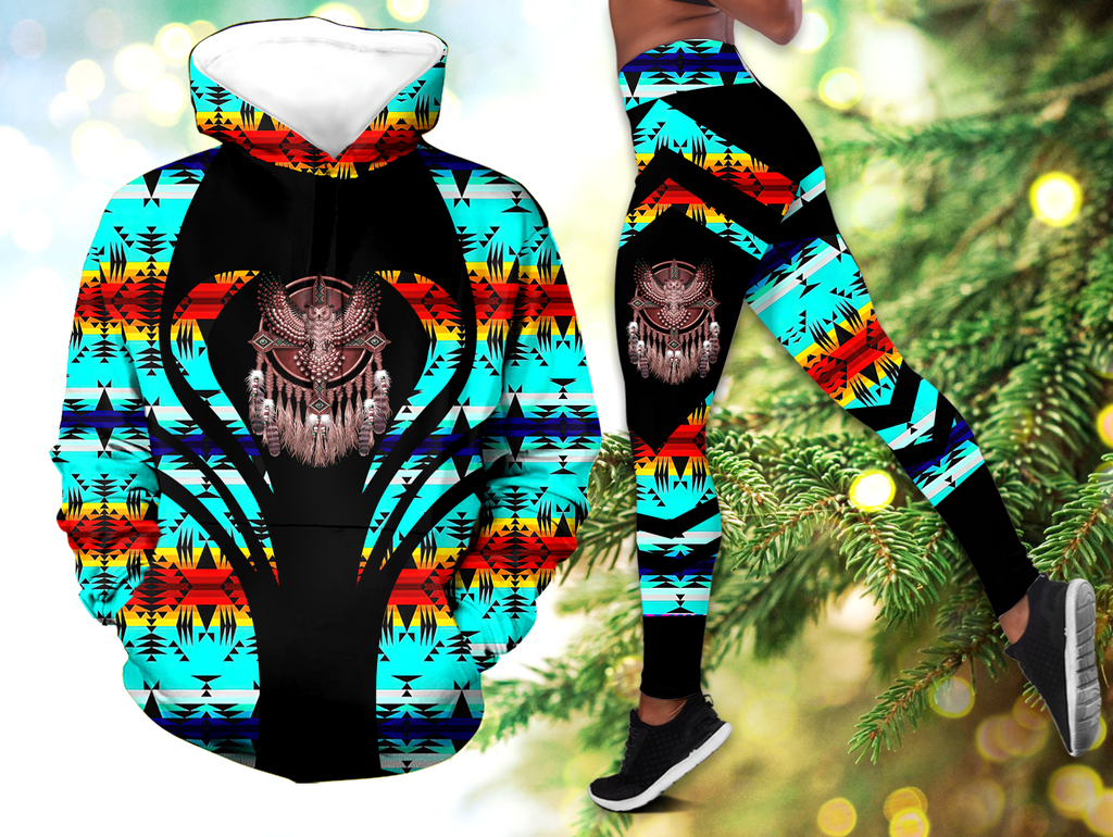 Powwow StoreHLS00339 Pattern Native 3D Hoodie Legging Set