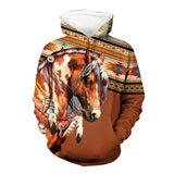 GB-NAT00444 Brown Horse 3D Hoodie