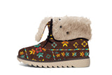 GB-NAT00600 Brown Pattern  Faux Fur- Leather Boots