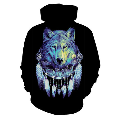 Wolf Dreamcatcher Native American All Over Hoodie - Powwow Store