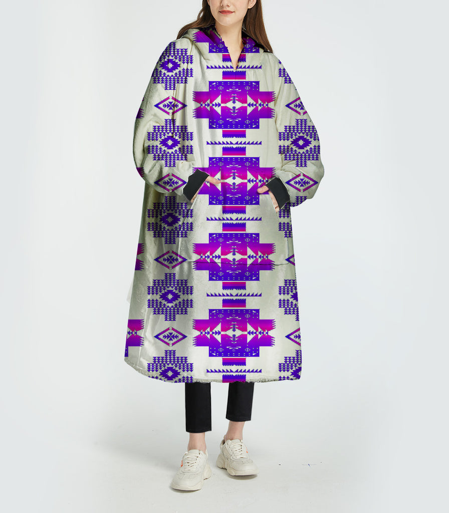 GB-NAT00720-10 Pattern Native 3D Sherpa Hoodie Blanket