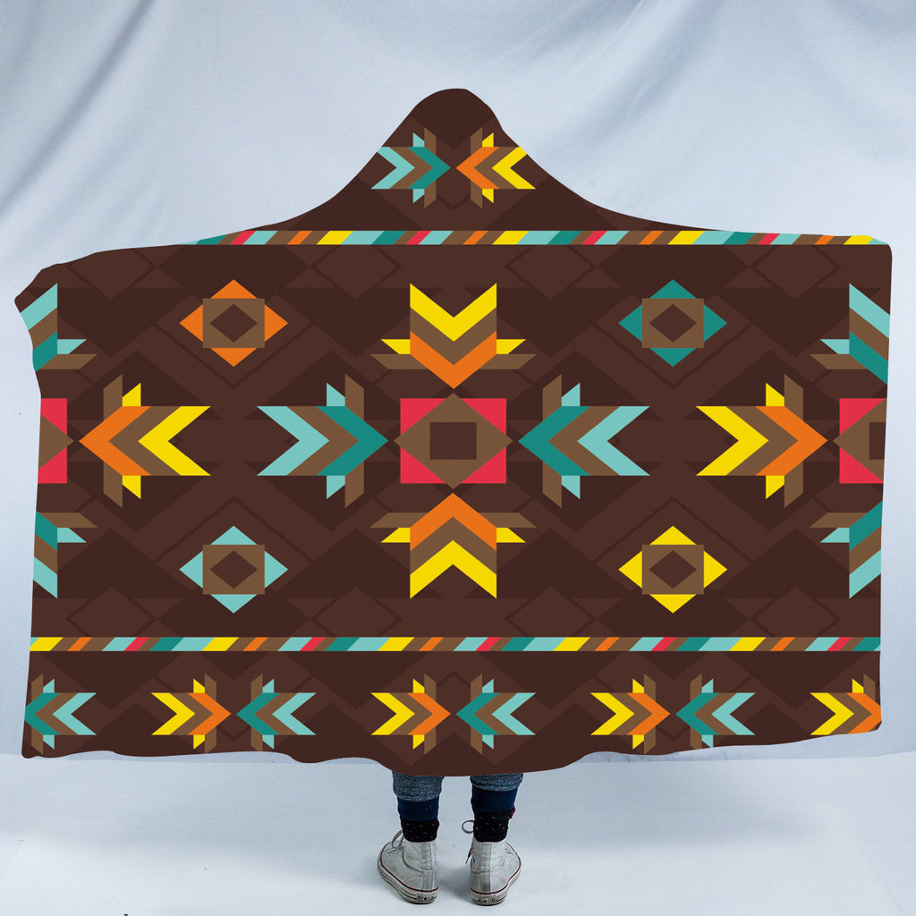 Powwow Store gb nat00600 brown pattern native hooded blanket