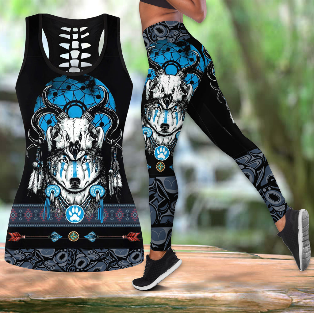 Powwow Store combo02023 the wolf and bison tank top and legging sets