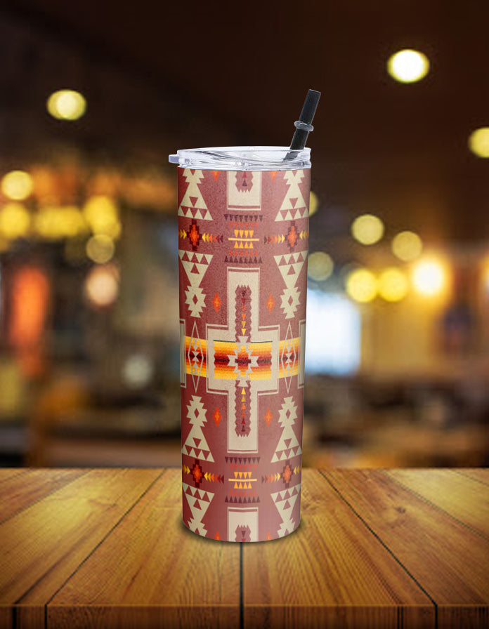 Powwow Store gb nat00062 11 tan tribe design native american skinny tumbler