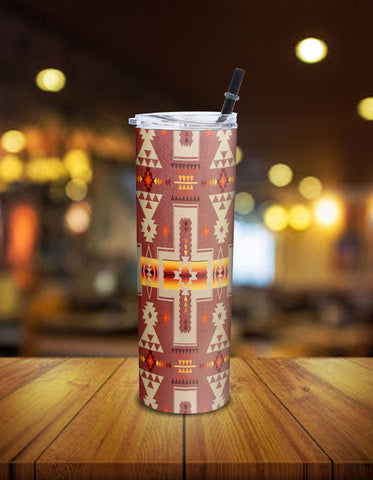 Powwow Store gb nat00062 11 tan tribe design native american skinny tumbler