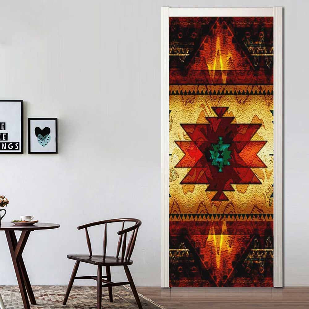 Powwow Store gb nat00068 united tribes brown design native american door stickers