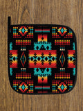 Powwow Store gb nat00046 02 black native tribes pattern native american oven mitts and potholder set