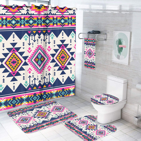 GB-NAT00316 Pink Pattern Native American Bathroom Set