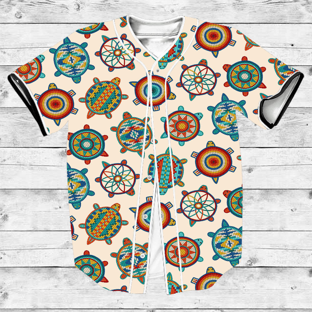 Powwow Store gb nat00042 02 mini turtle cream native american baseball jersy