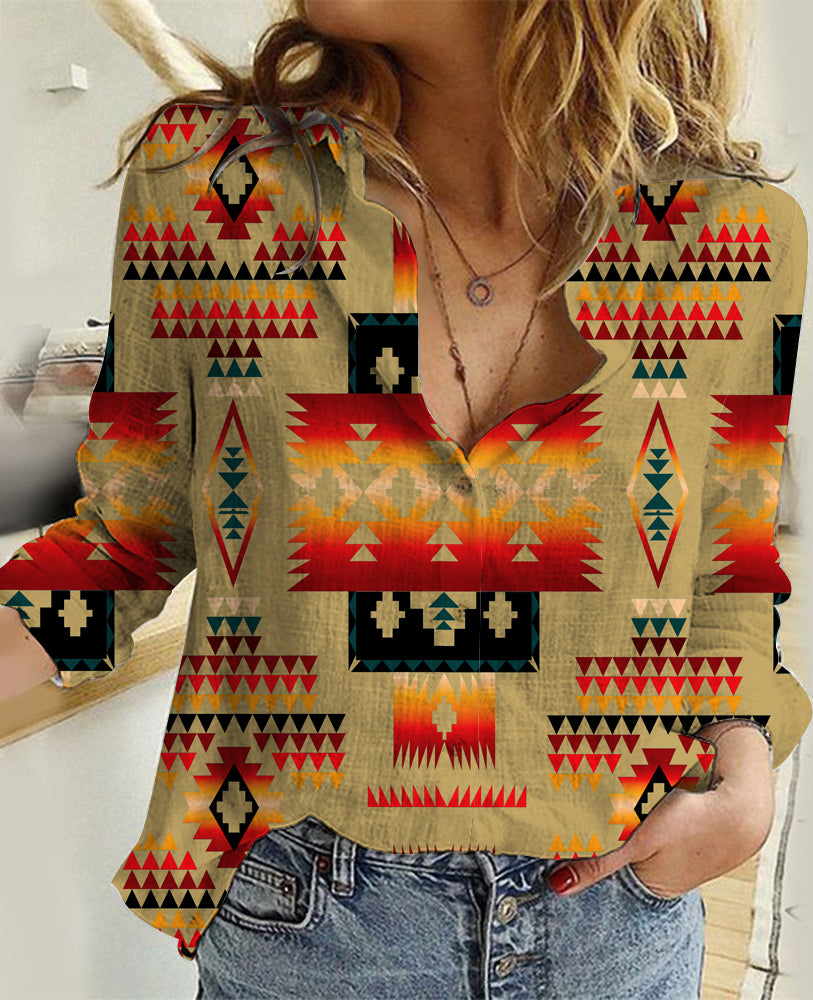 Powwow Store gb nat00046 15 light brown tribe pattern native american linen shirts