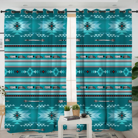 GB-NAT00602   Blue Light Pattern  Living Room Curtain