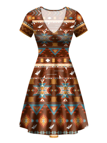 Powwow Store gb nat00580 pattern with birds round neck dress