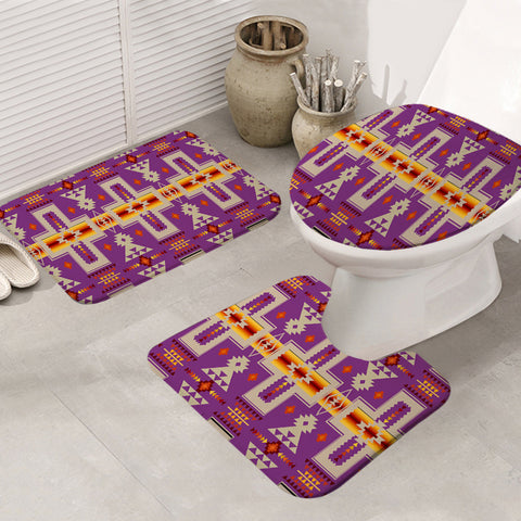 Powwow Store gb nat00062 07 light purple tribe design native american bathroom mat 3 pieces