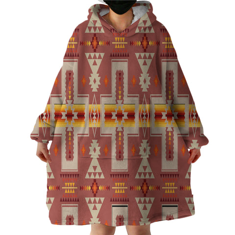 Powwow Store gb nat00062 11 tan tribe design sherpa hoodie blankets