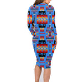 GB-NAT00046-12 Dark Blue Native Tribes Pattern Native American Body Dress