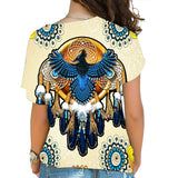 Powwow Store gb nat00131 blue thunderbird native american cross shoulder shirt