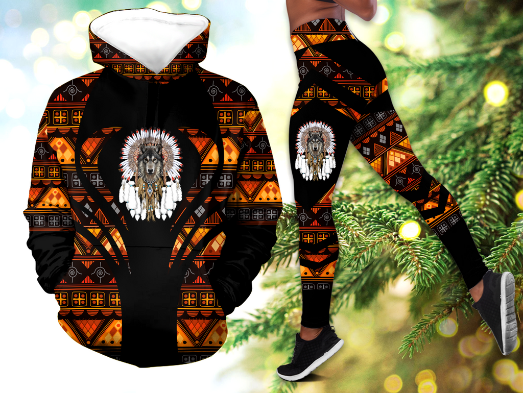 Powwow StoreHLS00337 Pattern Native 3D Hoodie Legging Set