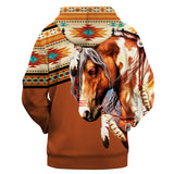 GB-NAT00444 Brown Horse 3D Hoodie