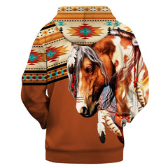 Powwow Store gb nat00444 brown horse 3d hoodie