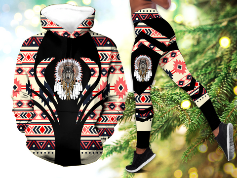 Powwow StoreHLS00336 Pattern Native 3D Hoodie Legging Set