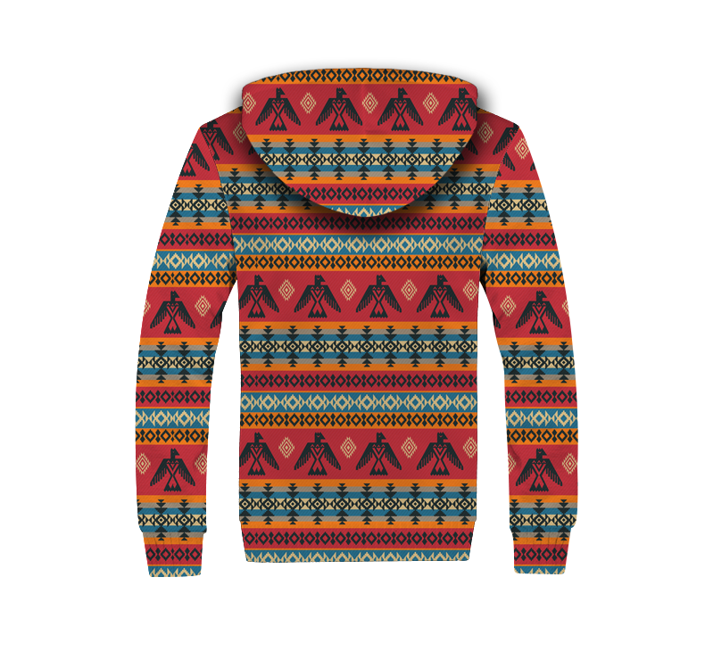 Powwow Storegb nat00029 red thunderbird pattern 3d fleece hoodie
