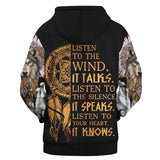 GB-NAT00446 Wolf With Feather Headdress 3D Hoodie