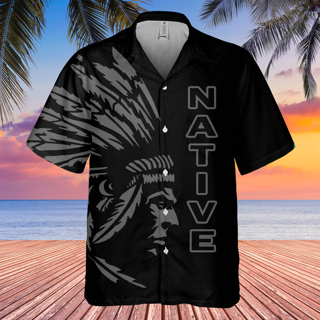 GB-NAT00723  Pattern Black Hawaiian Shirt 3D