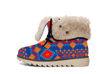 GB-NAT00520  Red & Yellow Geometric Faux Fur- Leather Boots