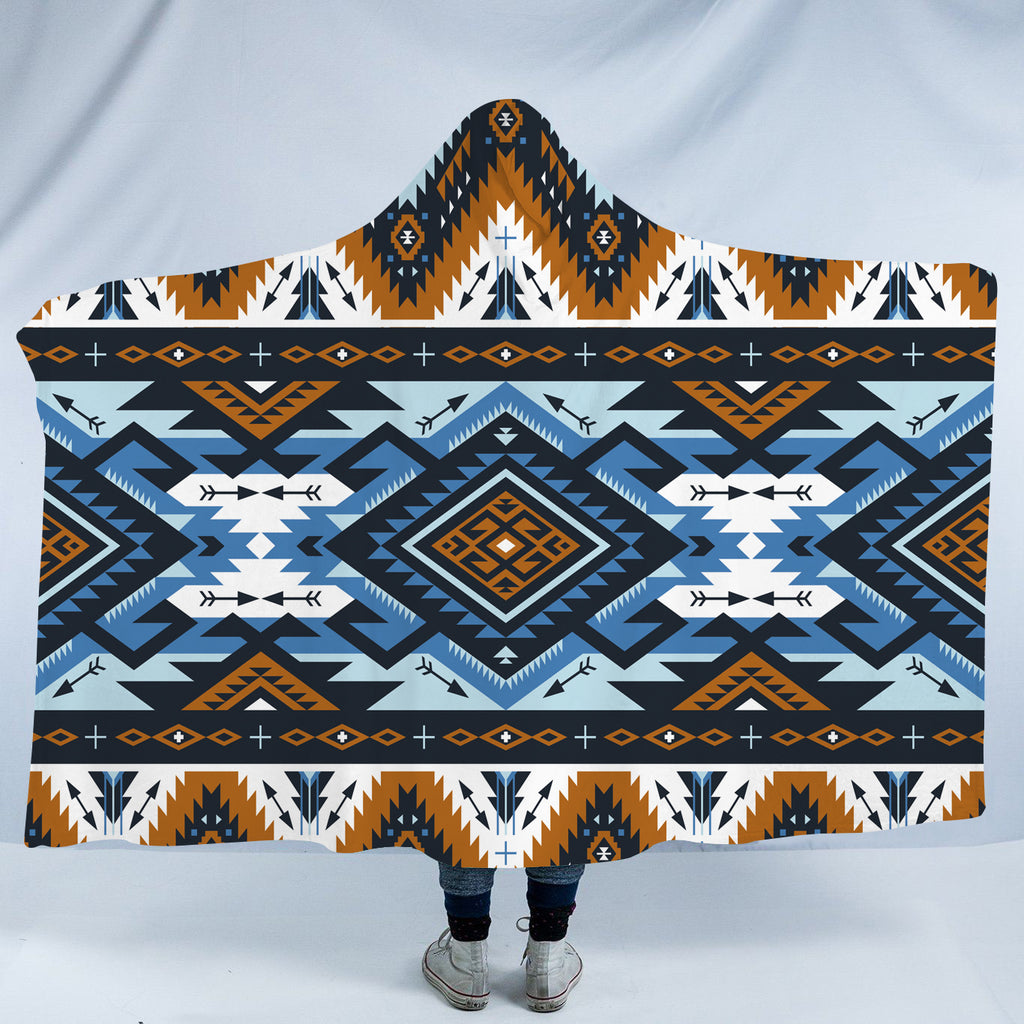 Powwow Store gb nat00613 retro colors tribal seamless hooded blanket