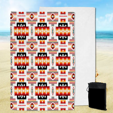 GB-NAT00075 White Tribes Pattern Pool Beach Towel