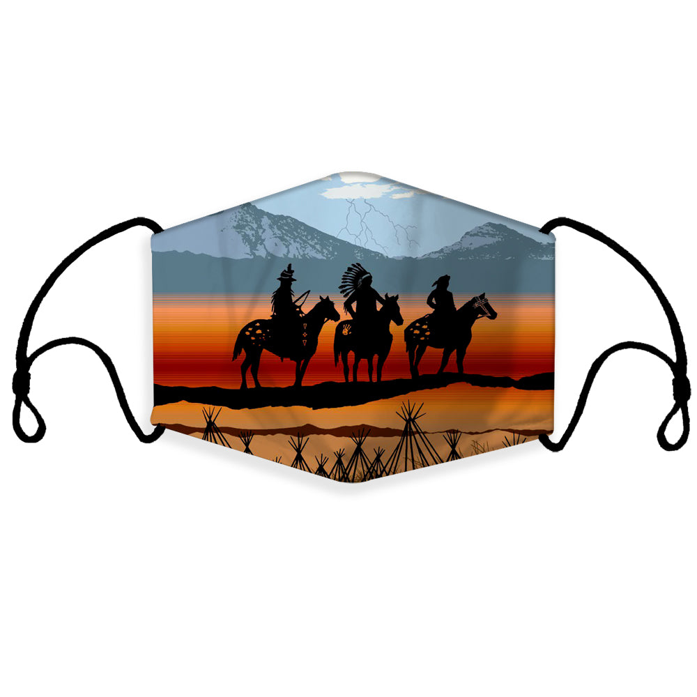 GB-NAT0008 Chief Riding Horses Native American 3D Mask (with 1 filter)