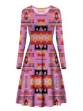 Powwow Store gb nat00046 09 pink pattern native long sleeve dress