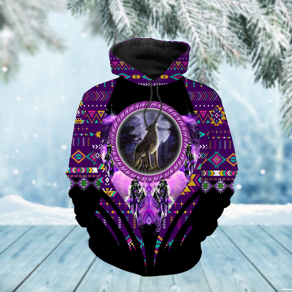 GB-NAT00633 Pattern Feather Native American 3D Hoodie
